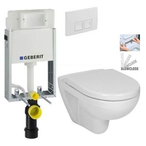 GEBERIT KOMBIFIXBasic vč. bílého tlačítka DELTA 50 + WC JIKA LYRA PLUS + SEDÁTKO DURAPLAST SLOWCLOSE 110.100.00.1 50BI LY5 obraz