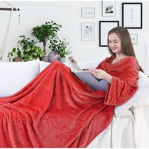 Deka s rukávy DecoKing Lazy červená, velikost 170x200 obraz