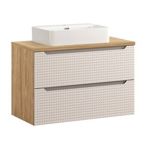 Comad Koupelnová skříňka Ocean Beige II s deskou a umyvadlem 90 cm béžová/dub olejovaný obraz