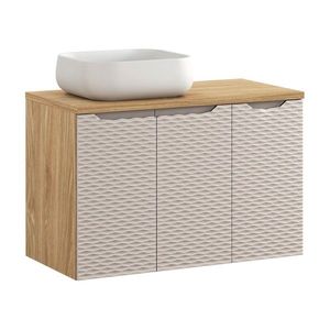 Comad Koupelnová skříňka Ocean Beige s deskou a umyvadlem 90 cm béžová/dub olejovaný obraz