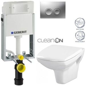 GEBERIT KOMBIFIXBasic vč. matného tlačítka DELTA 25 + WC CERSANIT CLEANON CARINA + SEDÁTKO 110.100.00.1 21MA CA2 obraz