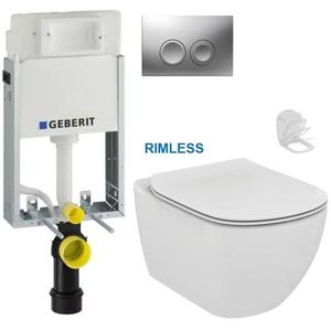 GEBERIT KOMBIFIXBasic vč. matného tlačítka DELTA 25 + WC Ideal Standard Tesi se sedátkem RIMLESS 110.100.00.1 21MA TE2 obraz