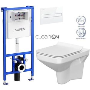 LAUFEN Rámový podomítkový modul CW1 SET s bílým tlačítkem + WC CERSANIT CLEANON COMO + SEDÁTKO H8946600000001BI CO1 obraz