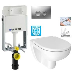 GEBERIT KOMBIFIXBasic vč. matného tlačítka DELTA 25 + WC JIKA LYRA PLUS RIMLESS + SEDÁTKO DURAPLAST SLOWCLOSE 110.100.00.1 21MA LY2 obraz