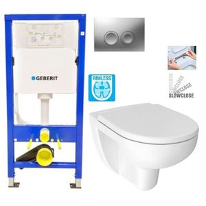 GEBERIT DuofixBasic s matným tlačítkem DELTA21 + WC JIKA LYRA PLUS RIMLESS + SEDÁTKO DURAPLAST SLOWCLOSE 458.103.00.1 21MA LY2 obraz