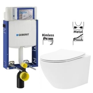 GEBERIT KOMBIFIX ECO, nádržka UP 320 bez tlačítka + WC REA Carlo Flat Mini Rimless + SEDÁTKO 110.302.00.5 CF1 obraz