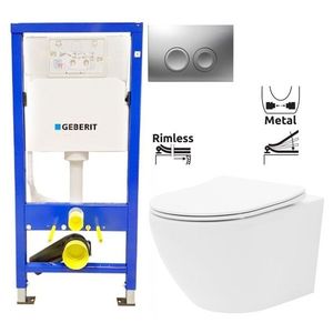 GEBERIT DuofixBasic s matným tlačítkem DELTA21 + WC REA Carlo Flat Mini Rimless + SEDÁTKO 458.103.00.1 21MA CF1 obraz