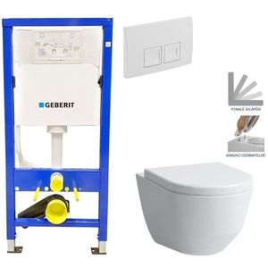 Geberit Duofix tlačítko DELTA50 bílé WC LAUFEN PRO + SEDÁTKO 458.103.00.1 50BI LP3 obraz