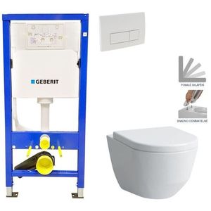 Geberit Duofix tlačítko DELTA51 BÍLÉ WC LAUFEN PRO + SEDÁTKO 458.103.00.1 51BI LP3 obraz