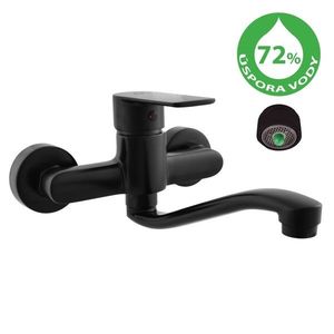 SLEZAK-RAV Spořící vodovodní baterie dřezová/umyvadlová VLTAVA ECO černá matná, Barva: Černá matná, Rozměr: 150 mm VTE401.5/26CMAT obraz