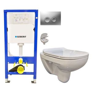 GEBERIT DuofixBasic s matným tlačítkem DELTA21 + WC bez oplachového kruhu Edge + SEDÁTKO 458.103.00.1 21MA EG1 obraz