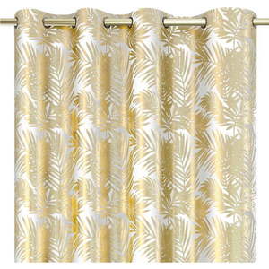 Sametový dimout závěs v bílo-zlaté barvě 140x245 cm Golden Leaves – AmeliaHome obraz