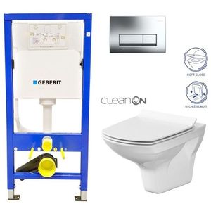 GEBERIT DuofixBasic s chromovým tlačítkem DELTA51 + WC CERSANIT CLEANON CARINA + SEDÁTKO 458.103.00.1 CA3 obraz