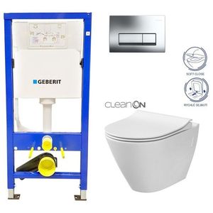 GEBERIT DuofixBasic s chromovým tlačítkem DELTA51 + WC CERSANIT CLEANON CITY 458.103.00.1 CI1 obraz