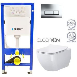 GEBERIT DuofixBasic s chromovým tlačítkem DELTA51 + WC CERSANIT VIRGO CLEANON + SEDÁTKO 458.103.00.1 ME1 obraz