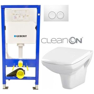 Geberit Duofix tlačítko DELTA21 bílé WC CERSANIT CARINA CLEANON + SEDÁTKO 458.103.00.1 21BI CA1 obraz