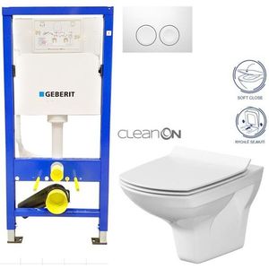 Geberit Duofix tlačítko DELTA21 bílé WC CERSANIT CARINA CLEANON + SEDÁTKO 458.103.00.1 21BI CA3 obraz