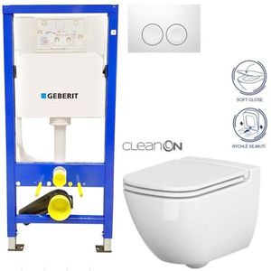 Geberit Duofix tlačítko DELTA51 BÍLÉ WC CERSANIT CASPIA + SEDÁTKO 458.103.00.1 51BI CP1 obraz