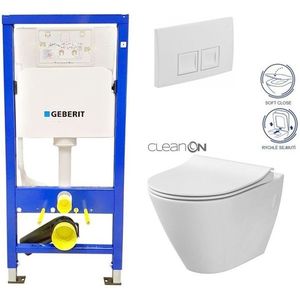 GEBERIT DuofixBasic s bílým tlačítkem DELTA50 + WC CERSANIT CLEANON CITY 458.103.00.1 50BI CI1 obraz