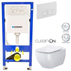 GEBERIT DuofixBasic s bílým tlačítkem DELTA50 + WC CERSANIT VIRGO CLEANON + SEDÁTKO 458.103.00.1 50BI ME1 obraz