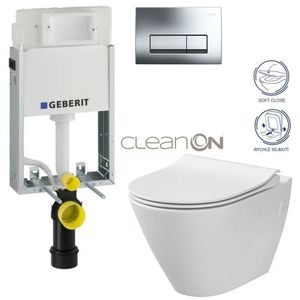 GEBERIT KOMBIFIXBasic vč. chromového tlačítka DELTA 51 + WC CERSANIT CLEANON CITY 110.100.00.1 51CR CI1 obraz