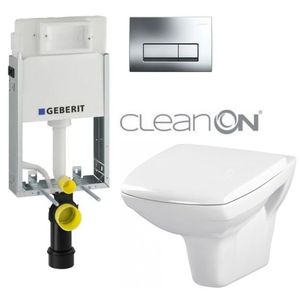 GEBERIT KOMBIFIXBasic vč. chromového tlačítka DELTA 51 + WC CERSANIT CLEANON CARINA + SEDÁTKO 110.100.00.1 51CR CA1 obraz