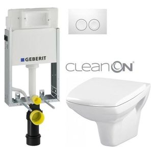 Geberit KOMBIFIX Basic tlačítko DELTA 21 Bílé WC CERSANIT CARINA + SEDÁTKO 110.100.00.1 21BI CA1 obraz