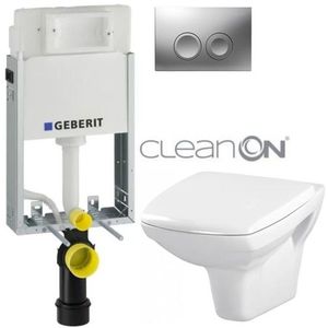 GEBERIT KOMBIFIXBasic vč. matného tlačítka DELTA 25 + WC CERSANIT CLEANON CARINA + SEDÁTKO 110.100.00.1 21MA CA1 obraz