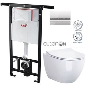 ALCADRAIN Jádromodul předstěnový instalační systém s chromovým tlačítkem M1721 + WC CERSANIT ZEN CLEANON + SEDÁTKO AM102/1120 M1721 HA1 obraz