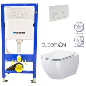 GEBERIT DuofixBasic s bílým tlačítkem DELTA51 + WC CERSANIT VIRGO CLEANON + SEDÁTKO 458.103.00.1 51BI ME1 obraz