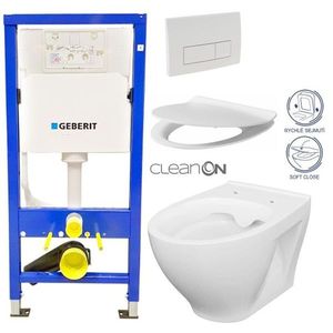 GEBERIT DuofixBasic s bílým tlačítkem DELTA51 + WC CERSANIT CLEANON MODUO + SEDÁTKO 458.103.00.1 51BI MO1 obraz