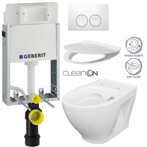 GEBERIT KOMBIFIXBasic vč. bílého tlačítka DELTA 21 + WC CERSANIT CLEANON MODUO + SEDÁTKO 110.100.00.1 21BI MO1 obraz