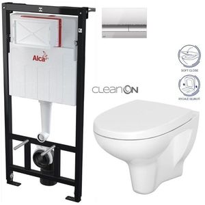 ALCADRAIN Sádromodul předstěnový instalační systém s chromovým tlačítkem M1721 + WC CERSANIT ARTECO CLEANON + SEDÁTKO AM101/1120 M1721 AT1 obraz