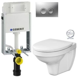 GEBERIT KOMBIFIXBasic vč. matného tlačítka DELTA 25 + WC CERSANIT DELFI + SOFT SEDÁTKO 110.100.00.1 21MA DE2 obraz