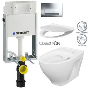 GEBERIT KOMBIFIXBasic vč. chromového tlačítka DELTA 51 + WC CERSANIT CLEANON MODUO + SEDÁTKO 110.100.00.1 51CR MO1 obraz