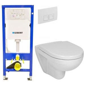 GEBERIT DuofixBasic s bílým tlačítkem DELTA50 + WC JIKA LYRA PLUS + SEDÁTKO DURAPLAST 458.103.00.1 50BI LY6 obraz