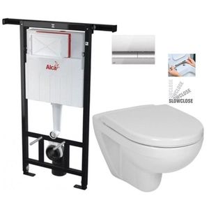 ALCADRAIN Jádromodul předstěnový instalační systém s chromovým tlačítkem M1721 + WC JIKA LYRA PLUS + SEDÁTKO DURAPLAST SLOWCLOSE AM102/1120 M1721 LY5 obraz