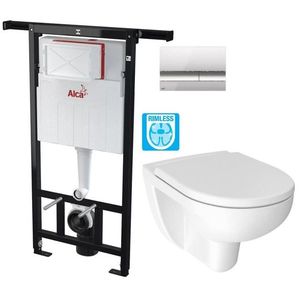 ALCADRAIN Jádromodul předstěnový instalační systém s chromovým tlačítkem M1721 + WC JIKA LYRA PLUS RIMLESS + SEDÁTKO DURAPLAST AM102/1120 M1721 LY1 obraz