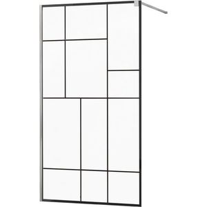 MEXEN/S KIOTO Sprchová zástěna WALK-IN 100x200 cm 8 mm, chrom, černý vzor 2 800-100-101-01-78 obraz