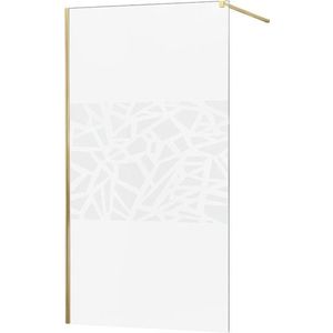 MEXEN/S KIOTO Sprchová zástěna WALK-IN 70x200 cm 8 mm, zlatá, bílý vzor 800-070-101-50-85 obraz