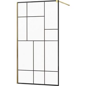 MEXEN/S KIOTO Sprchová zástěna WALK-IN 80x200 cm 8 mm, zlatá, černý vzor 2 800-080-101-50-78 obraz