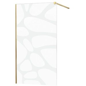 MEXEN/S KIOTO Sprchová zástěna WALK-IN 80x200 cm 8 mm, zlatá, bílý vzor 800-080-101-50-97 obraz