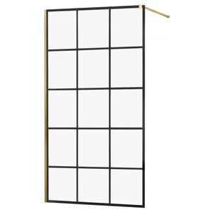 MEXEN/S KIOTO Sprchová zástěna WALK-IN 100x200 cm 8 mm, zlatá, černý vzor 1 800-100-101-50-77 obraz