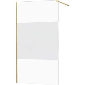 MEXEN/S KIOTO Sprchová zástěna WALK-IN 120x200 cm 8 mm, zlatá, Transparent/matné sklo 800-120-101-50-35 obraz