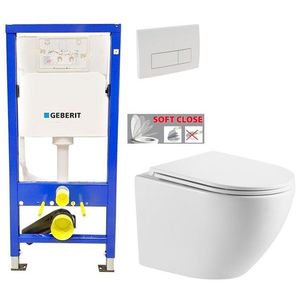 GEBERIT DuofixBasic s bílým tlačítkem DELTA51 + WC INVENA LIMNOS WITH SOFT, včetně soft/close sedátka 458.103.00.1 51BI LI1 obraz