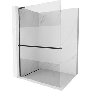 MEXEN/S Kioto+ L Sprchová zástěna WALK-IN s poličkou a držákem ručníků 90 x 200 cm, transparent/dekor, černá 800-090-123-70-30 800-090-123-70-35 obraz