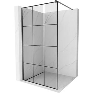 MEXEN/S Kioto Sprchová zástěna WALK-IN 100 x 200 cm, černý vzor 8 mm, grafit metal 800-100-101-95-77 obraz