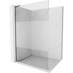 MEXEN/S Kioto L Sprchová zástěna WALK-IN 100 x 200, transparent/dekor, grafit kartáčovaná 800-100-103-66-35 obraz