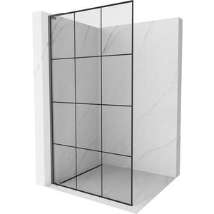 MEXEN/S Kioto L Sprchová zástěna WALK-IN 100 x 200 cm, černý vzor, grafit metal 800-100-103-95-77 obraz