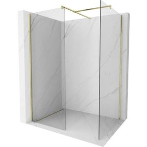 MEXEN/S Kioto Sprchová zástěna WALK-IN 80 x 70 cm, transparent, zlatá kartáčovaná 800-080-202-55-00-070 obraz